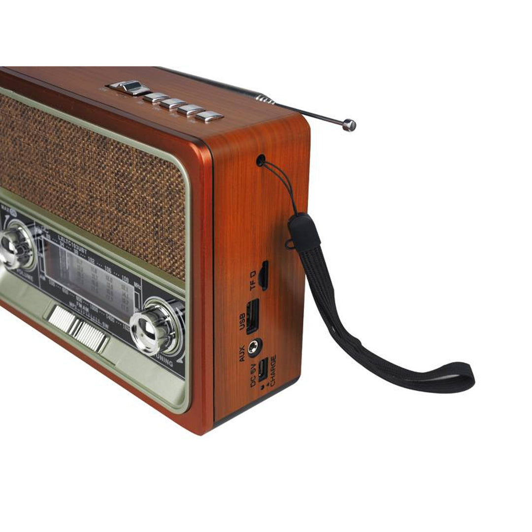 Rádio portátil LTC, Bluetooth, FM/AM/SW, USB, painel solar, antena telescópica, LXLTC103UBT
