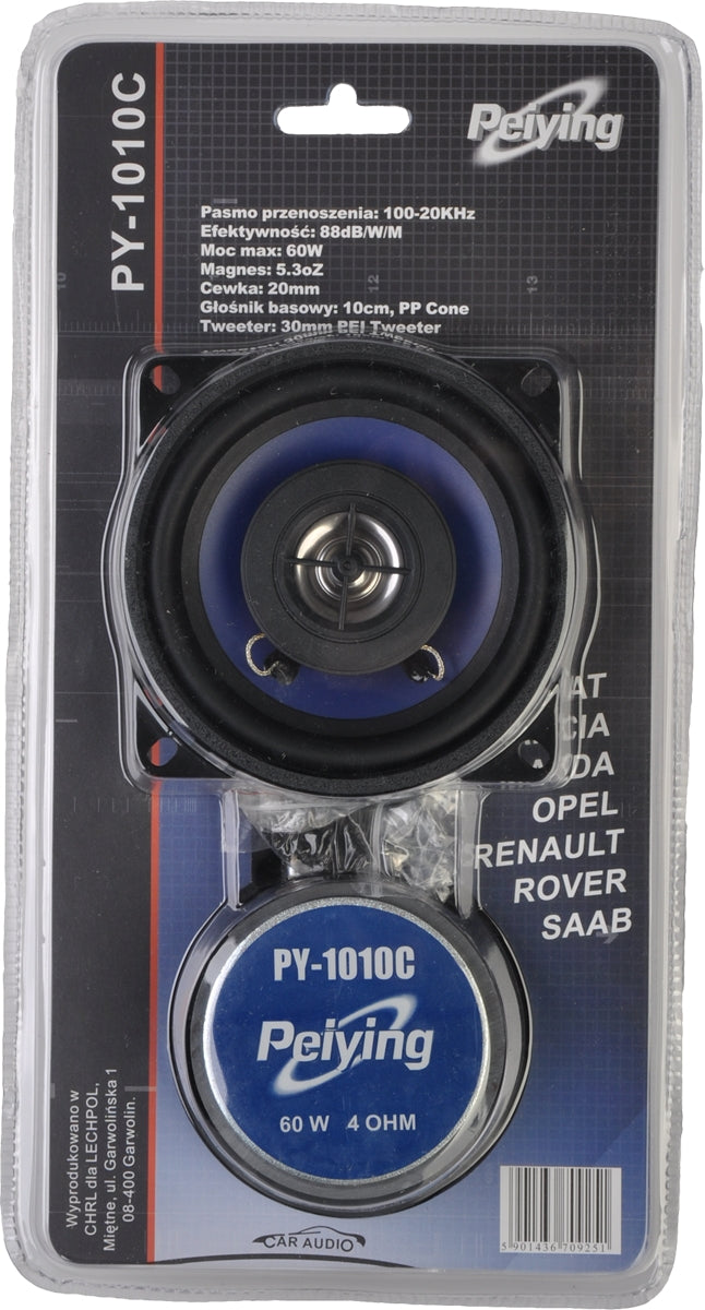 Alto-falantes para carro 2 vias 10cm 60W PY-1010C Peiying